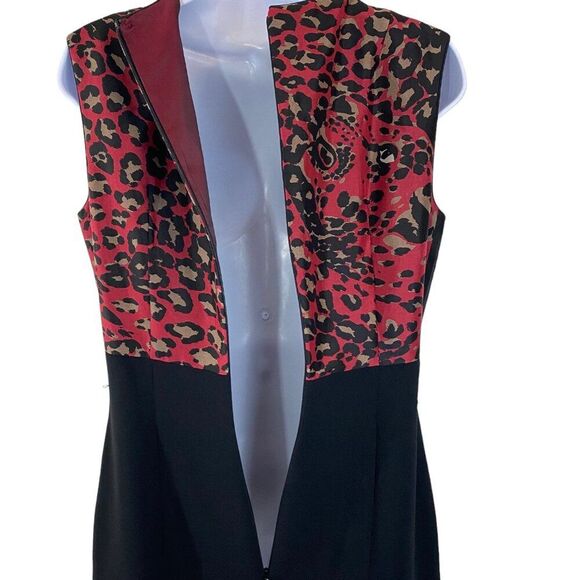 NEW | Kay Unger Sheath Dress | 8 | Red Black | Silk Blend | Lined | Career - Picture 9 of 14